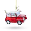 Car Decked Out with Nose & Antlers Glass Christmas Ornament view 2