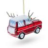 Car Decked Out with Nose & Antlers Glass Christmas Ornament view 4