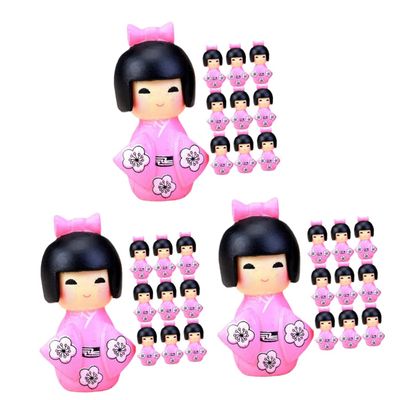 ABOOFAN 30 Pcs Little Girl in Kimono Miniature Fairies Desk Topper Japanese Doll Decor Mini Kimono Doll Statue Traditional s Girl Resin Household Russia