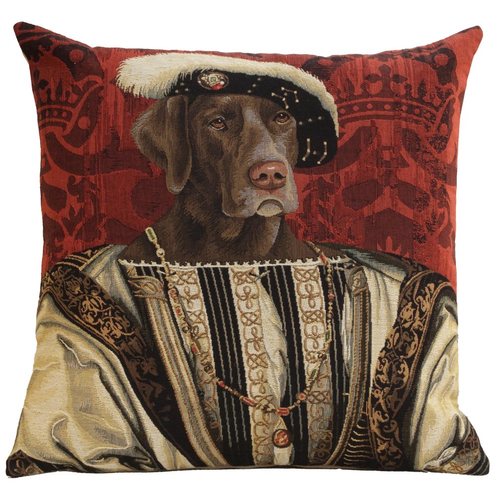 Charlotte Home Furnishings Decorative Dog Throw Pillow Cover 18 x 18  Chien Francois Premier Tapestry Cushion Case for Couch, Sofa, or Bed | Jacquard Cotton Woven in Belgium | Insert Not Included
