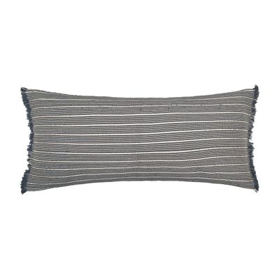 ELISABETH YORK Idora Shale Striped Handwoven Cotton Accent Throw Pillow 15" x 35" Home Living Room Couch Sofa Chair Bed Bedroom Decor Decoration 15" x 35" Grey
