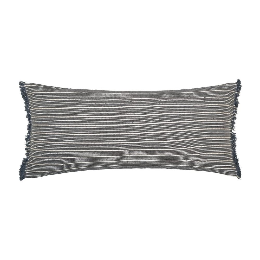 ELISABETH YORK Idora Shale Striped Handwoven Cotton Accent Throw Pillow 15" x 35" Home Living Room Couch Sofa Chair Bed Bedroom Decor Decoration 15" x 35" Grey