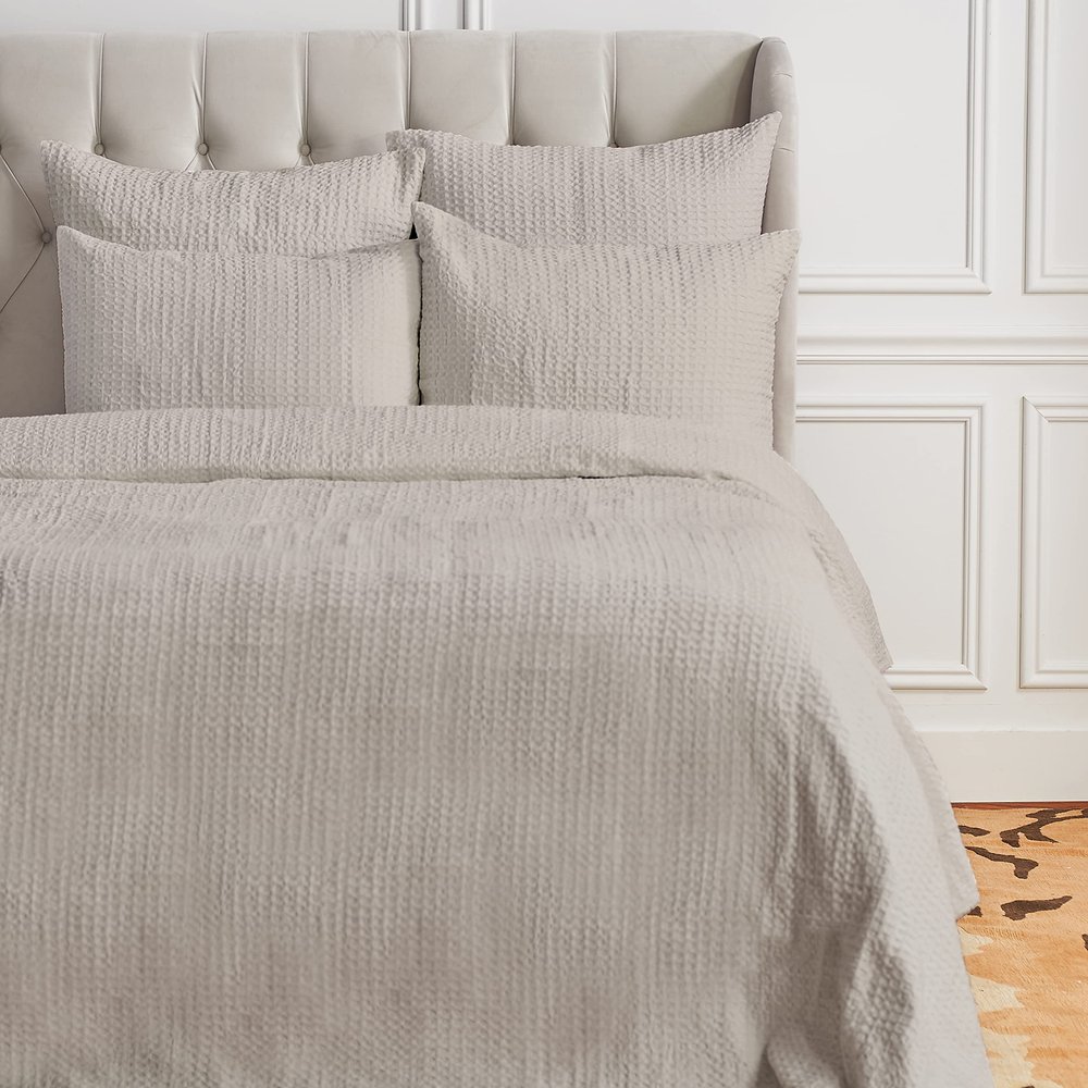 ELISABETH YORK Waffle Pearl Grey Queen Coverlet Full/Queen Quilt Pearl Grey