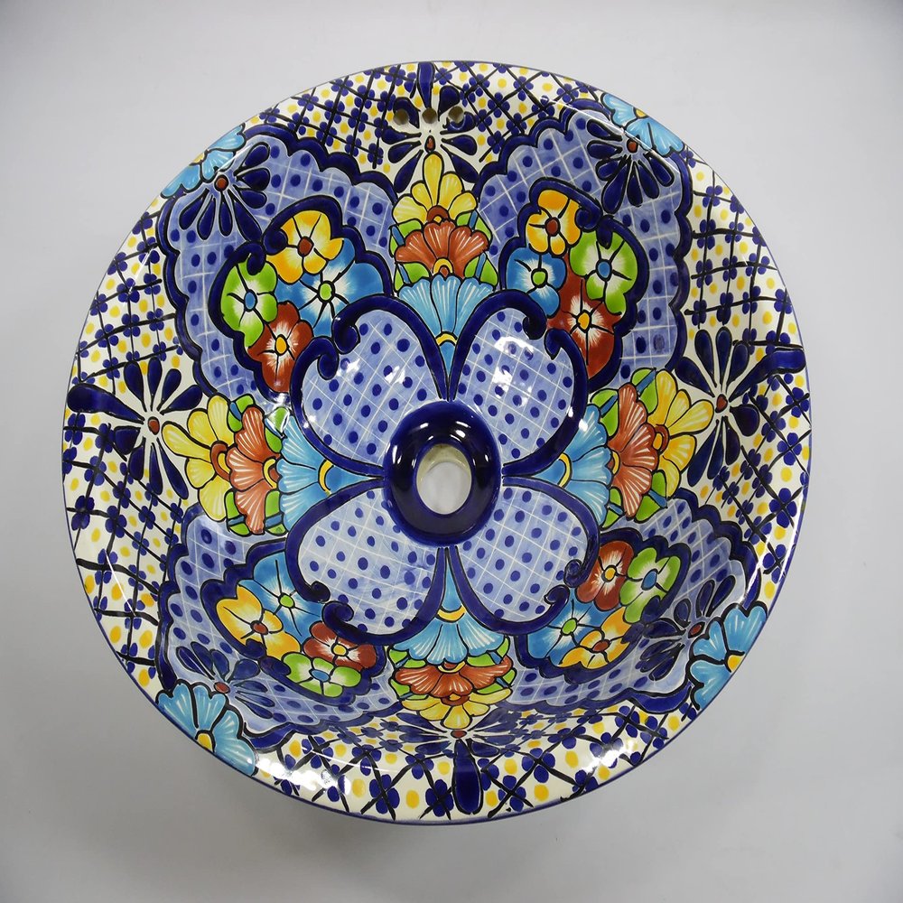 17" X 14" TALAVERA SINK drop in or undermount mexican bathroom handmade ceramic
