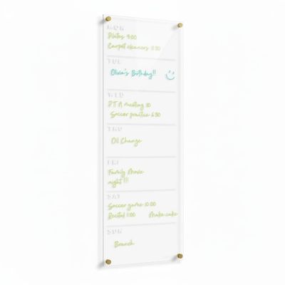 Magnetic Acrylic One Week Calendar for Fridge, Wet/Dry-Erase Board for Refrigerator, Includes Magnetic Wet-Erase Marker, Optional Color Marker Set