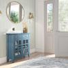 SIMPLIHOME Acadian SOLID WOOD 36 Inch Wide Transitional Entryway Hallway Storage Cabinet in Distressed Coastal Blue, For the Living Room, Entryway and Family Room view 2