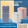 HIHELO Trash Bin Smart Trash Can with Cover Toilet Sensor Bin for Bathroom Bedroom Office Classification Big Capacity Storage Bucket Kitchen Trash Can (Color : Gray) view 4