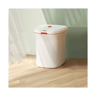 HIHELO Trash Bin 10L Trash Can Home Bathroom Living Room Kitchen Trash Can Office Paper Basket Garbage Bag Automatic Adsorption, White Kitchen Trash Can