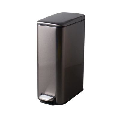 Kitchen Garbage Can Stainless Steel Rectangular Narrow Trash Can for Household Foot-Operated Trash Can with Lid Suitable for Use in Bathroom, 8L Wastebasket (Color : Black)