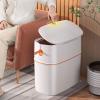 BONAD Kitchen Garbage Can 15L Household Trash Cans Bathroom Kitchen Living Room with Lids Light Luxury Creative Narrow Trash Cans, White Wastebasket view 2