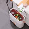 BONAD Kitchen Garbage Can 15L Household Trash Cans Bathroom Kitchen Living Room with Lids Light Luxury Creative Narrow Trash Cans, White Wastebasket view 3