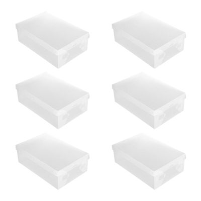 COLLBATH 6 Pack Transparent Shoe Boxes Plastic Storage Containers for Shoes Home Storage Case 28x18x10cm