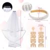 Hanaive 3 Pcs Bachelorette Party Decorations Bride Headband & Wedding Veil & Rhinestone Bride Earrings, for Women Bridal Shower Gifts Bachelorette Party Supplies Favors Accessories view 3