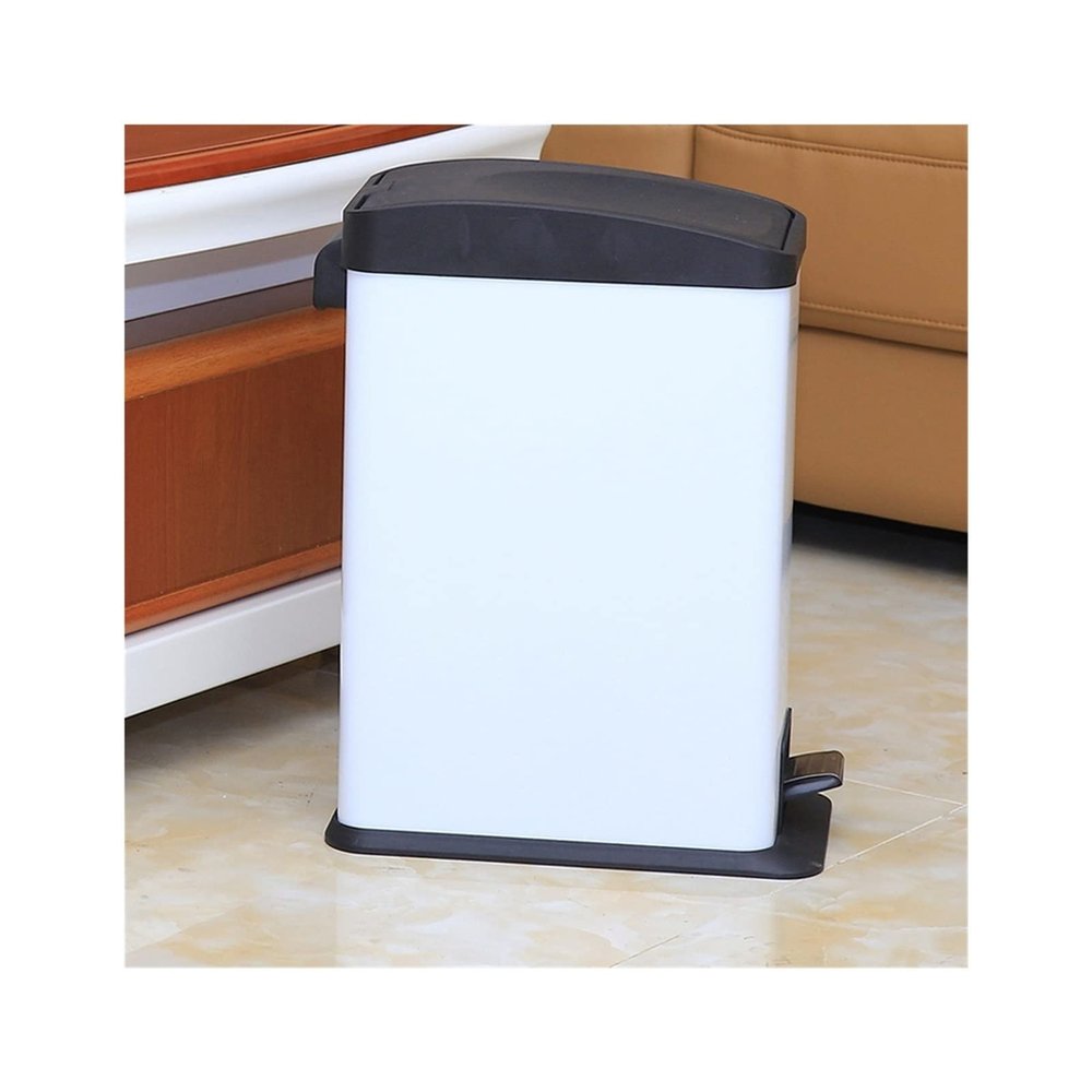 Kitchen Garbage Can 12L Capacity Trash Can Kitchen Trash Can Household Toilet Trash Can Office Study Foot-Operated Paper Basket, White/Pink/Blue/Green Wastebasket (Color : Gold)