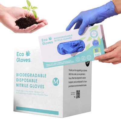 Eco Gloves Biodegradable BLUE VIOLET Nitrile Disposable Gloves, 4 Mil, Powder Free, Latex Free, Food Safe,Tattoo, Cleaning (Large (Pack of 100))