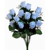 14 Roses Buds Silk Flowers Wedding Bouquets Centerpiece Fake Faux Artificial (Blue ~ Light Blue) view 1
