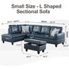 Sectional Sofa Set Faux Leather Couch, L Shape Couch for Living Room, Sectional Couch Living Room Furniture Set with Ottoman (Left Hand Facing, Denim) view 2