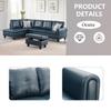 Sectional Sofa Set Faux Leather Couch, L Shape Couch for Living Room, Sectional Couch Living Room Furniture Set with Ottoman (Left Hand Facing, Denim) view 3