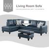 Sectional Sofa Set Faux Leather Couch, L Shape Couch for Living Room, Sectional Couch Living Room Furniture Set with Ottoman (Left Hand Facing, Denim) view 4