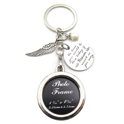 simdes Bridal Wedding Memorial Bouquet Charm Bouquet Charm for Wedding Memory Photo Frame Memorial Keychain (Weknow-Round)