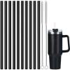 ALINK 10 Pack Silicone Replacement Straws for Stanley 40 oz 30 oz Tumbler, 12 in Long Reusable Plastic Black Straws for Stanley Cup Accessories, Half Gallon Jug, Plus 2 Cleaning Brush view 1
