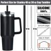 ALINK 10 Pack Silicone Replacement Straws for Stanley 40 oz 30 oz Tumbler, 12 in Long Reusable Plastic Black Straws for Stanley Cup Accessories, Half Gallon Jug, Plus 2 Cleaning Brush view 2