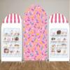 HUAYI Sweet Candy Shop Arch Backdrop Cover for Girl Donut Grow Up Themed Birthday Party Decorations Chiara Backdrops Arched Wall Covers Stands Display Props Patisserie Banner GX170 4ft * 7ft view 2