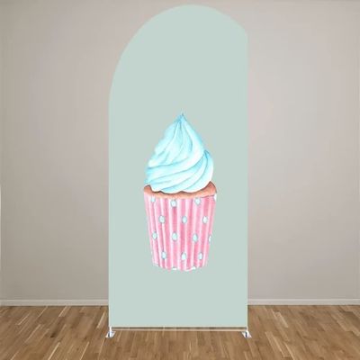 HUAYI Donut Themed Arch Backdrop Cover for Girl Sweet Candy Birthday Party Decorations Chiara Backdrops Arched Wall Covers Stands Display Props Donut Grow Up Banner GX168 4ft * 7ft