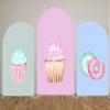 HUAYI Donut Themed Arch Backdrop Cover for Girl Sweet Candy Birthday Party Decorations Chiara Backdrops Arched Wall Covers Stands Display Props Donut Grow Up Banner GX168 4ft * 7ft view 2