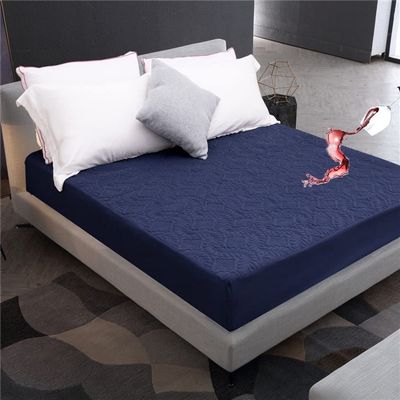 XHHBS Mattress Protector Pad 100% Waterproof Mattress Cover Bed Cover Quilted Fitted Breathable Mattress Pad Noiseless- Deep Pocket Fit Up to 18 Inches (Color : Blue1, Size : Queen-60inX80in)