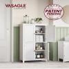 VASAGLE Bathroom Floor Storage Cabinet with 4 Doors, Cloud White view 2