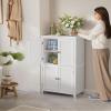 VASAGLE Bathroom Floor Storage Cabinet with 4 Doors, Cloud White view 3