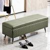 Leather Storage Ottoman Bench,Premium Storage Bench End of Bed Upholstered Bench,Modern Bedroom Bench Entryway Bench,Green,100X40X45Cm view 1