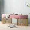 Upholstered Velvet Bench,Modern Tufted Shoe Bench,Entryway Bench with Metal Frame,Soft Shoe Storage Bench,Pink,100X45X35Cm(39X18X14Inch) view 1