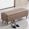 Storage Ottoman Bench,Luxurious Storage Bench End of Bed Bench,Leather Upholstered Bench with Storage,Brown,60X40X45Cm(24X16X18Inch) view 1