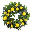 Fofetbfo 17.7 Inch Artificial Lemon Wreath for Front Door Spring Summer Fruit Wreath with Yellow Lemon and Green Leaves Lemon Decor Wreath for Kitchen Wall Window Party Decor view 1
