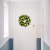 Fofetbfo 17.7 Inch Artificial Lemon Wreath for Front Door Spring Summer Fruit Wreath with Yellow Lemon and Green Leaves Lemon Decor Wreath for Kitchen Wall Window Party Decor view 2