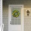Fofetbfo 17.7 Inch Artificial Lemon Wreath for Front Door Spring Summer Fruit Wreath with Yellow Lemon and Green Leaves Lemon Decor Wreath for Kitchen Wall Window Party Decor view 3