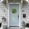 Fofetbfo 17.7 Inch Artificial Lemon Wreath for Front Door Spring Summer Fruit Wreath with Yellow Lemon and Green Leaves Lemon Decor Wreath for Kitchen Wall Window Party Decor view 4