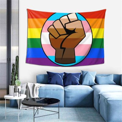Rqwaaed LGBT Gay Trans Pride BLM Fist Flag Tapestry 60x40 inch Boutique Wall Hanging Tapestry For Bedroom Party Home Decor