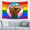 Rqwaaed LGBT Gay Trans Pride BLM Fist Flag Tapestry 60x40 inch Boutique Wall Hanging Tapestry For Bedroom Party Home Decor view 2