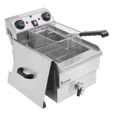 Commercial Deep Fryers 11.8L 12.5QT Electric Kitchen Frying Pot with Frying Basket Sink Faucets Timer Drain Lid Countertop Frying Machine, Adjustable Temperature, Perfect Chicken, Shrimp, French Fries, Chips & More, Removable Oil Container 110V 60HZ 