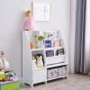 Kids Bookcase with Fabric Drawers,Kids' Toy Storage Organizer, Multifunctional Book and Toy Storage Cabinet, Book and Toy Storage Shelf for Nursery, Playroom, Closet, Home Organization (White) view 2