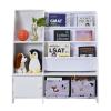 Kids Bookcase with Fabric Drawers,Kids' Toy Storage Organizer, Multifunctional Book and Toy Storage Cabinet, Book and Toy Storage Shelf for Nursery, Playroom, Closet, Home Organization (White) view 3