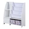 Kids Bookcase with Fabric Drawers,Kids' Toy Storage Organizer, Multifunctional Book and Toy Storage Cabinet, Book and Toy Storage Shelf for Nursery, Playroom, Closet, Home Organization (White) view 4