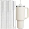 ALINK Reusable Glitter Straws for Stanley 40 oz 30 oz Tumbler, 12 in Long Hard Plastic Clear Tumbler Straws for Stanley, Owala 40 OZ Cups, Half Gallon Bottles, Pack of 10 with 2 Brush view 1