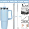 ALINK Reusable Glitter Straws for Stanley 40 oz 30 oz Tumbler, 12 in Long Hard Plastic Clear Tumbler Straws for Stanley, Owala 40 OZ Cups, Half Gallon Bottles, Pack of 10 with 2 Brush view 2