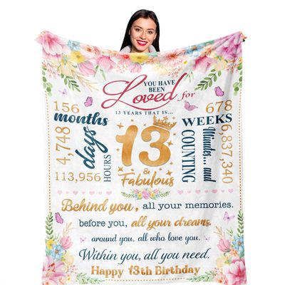 Ruvinzo 13 Year Old Girl Gift Ideas, Gifts for 13 Year Old Girl, 13th Birthday Gifts for Girls, Teen Girls Age 13 Birthday Gift Ideas, Best Bday Blanket 60 x 50