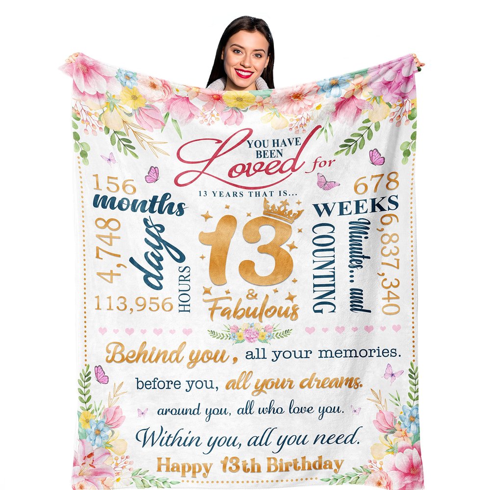 Ruvinzo 13 Year Old Girl Gift Ideas, Gifts for 13 Year Old Girl, 13th Birthday Gifts for Girls, Teen Girls Age 13 Birthday Gift Ideas, Best Bday Blanket 60 x 50