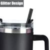 ALINK Reusable Glitter Straws for Stanley 40 oz 30 oz Tumbler, 12 in Long Hard Plastic Black Straws for Stanley, Owala 40OZ Cups, Half Gallon Bottles, Pack of 10 with 2 Brush view 4